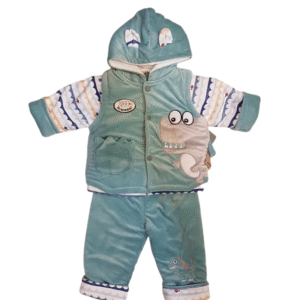 ست کاپشن و شلوار نوزادی طرح دایناسور مدل ASH413